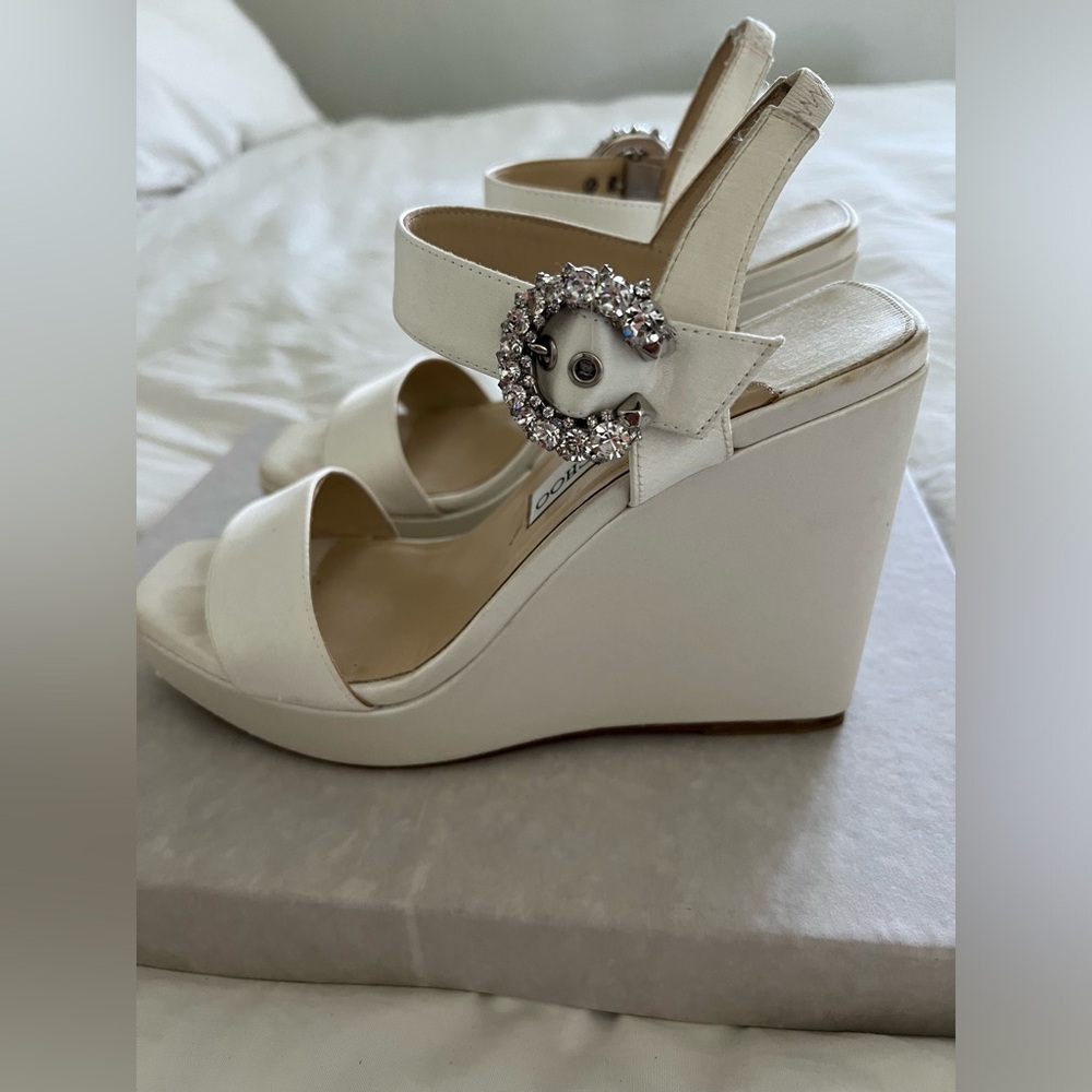 Jimmy Choo Mirabelle 110 Satin Wedge Sandals